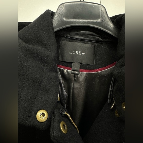 J. Crew women’s black toggle pea coat, size XS with removable hood - Picture 3 of 5